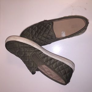 Quilted Green Slip-On Shoes